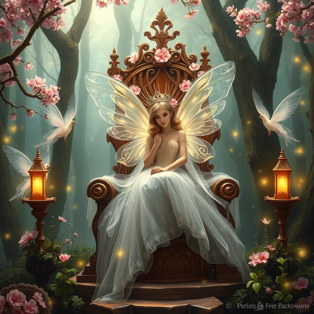 Faerie Queen on Cherry Blossom Throne