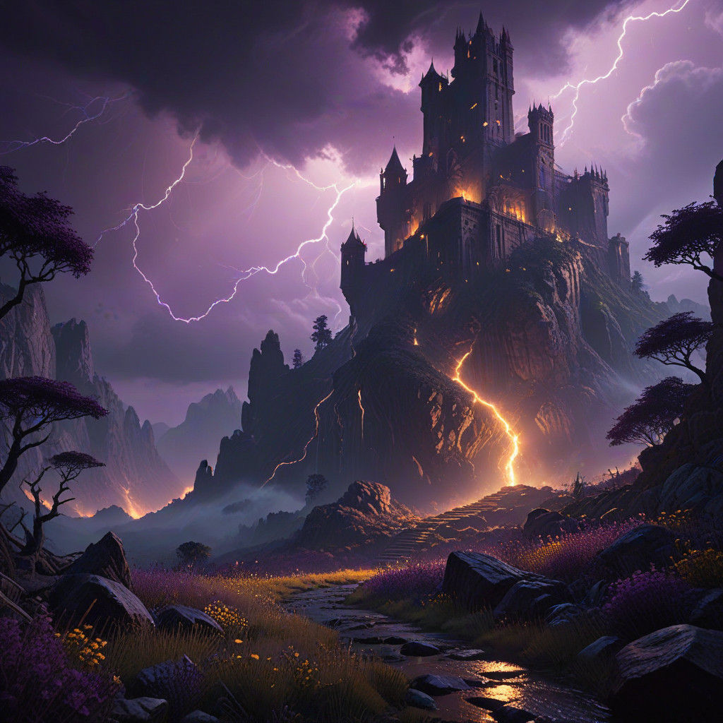 Ethereal Stormscape in Dramatic Purple Hues