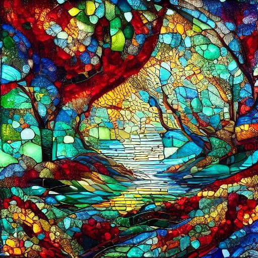 Whimsical Floral Dragon in Stained Glass Style