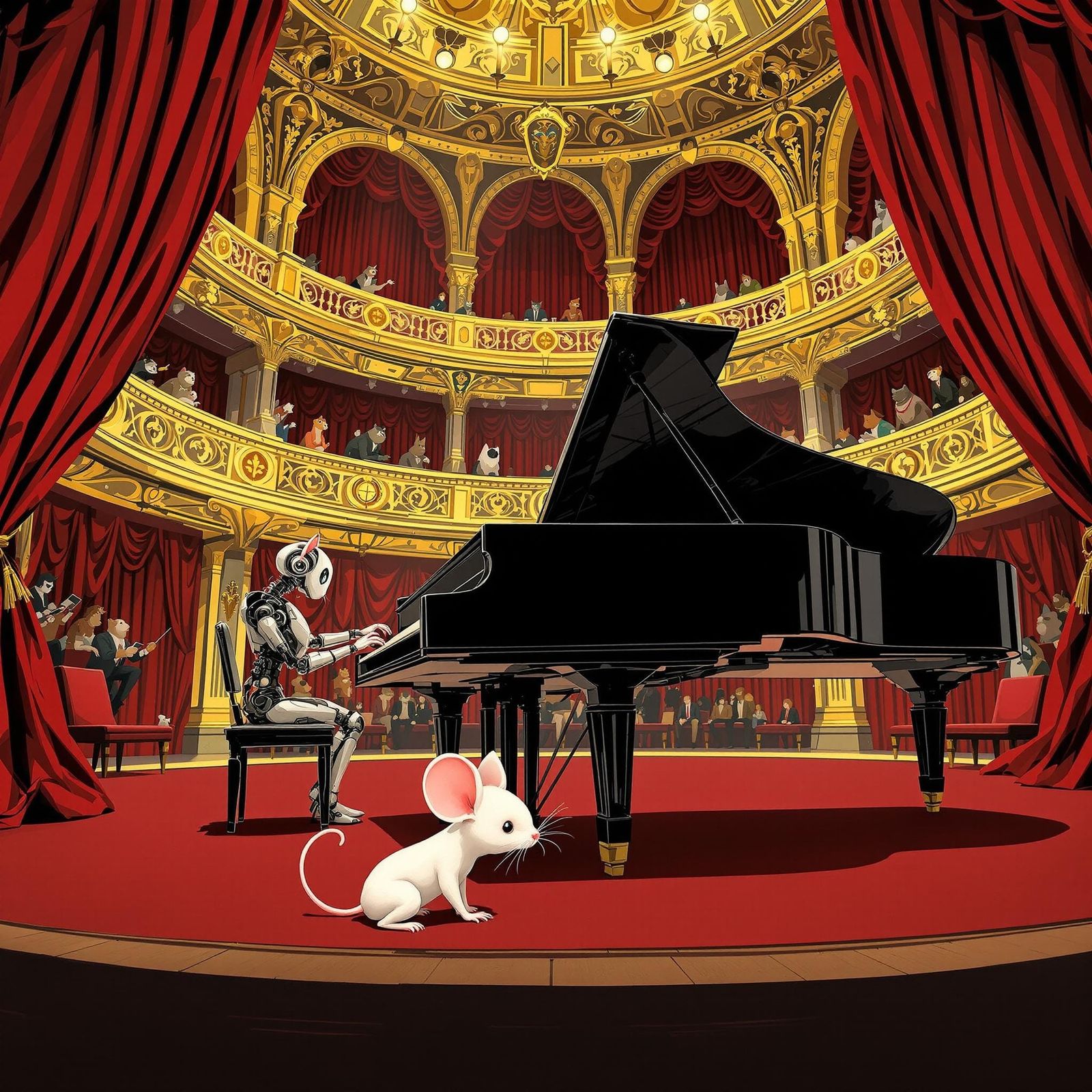 Shy Mouse Hides from Audience, Manga Comic Style