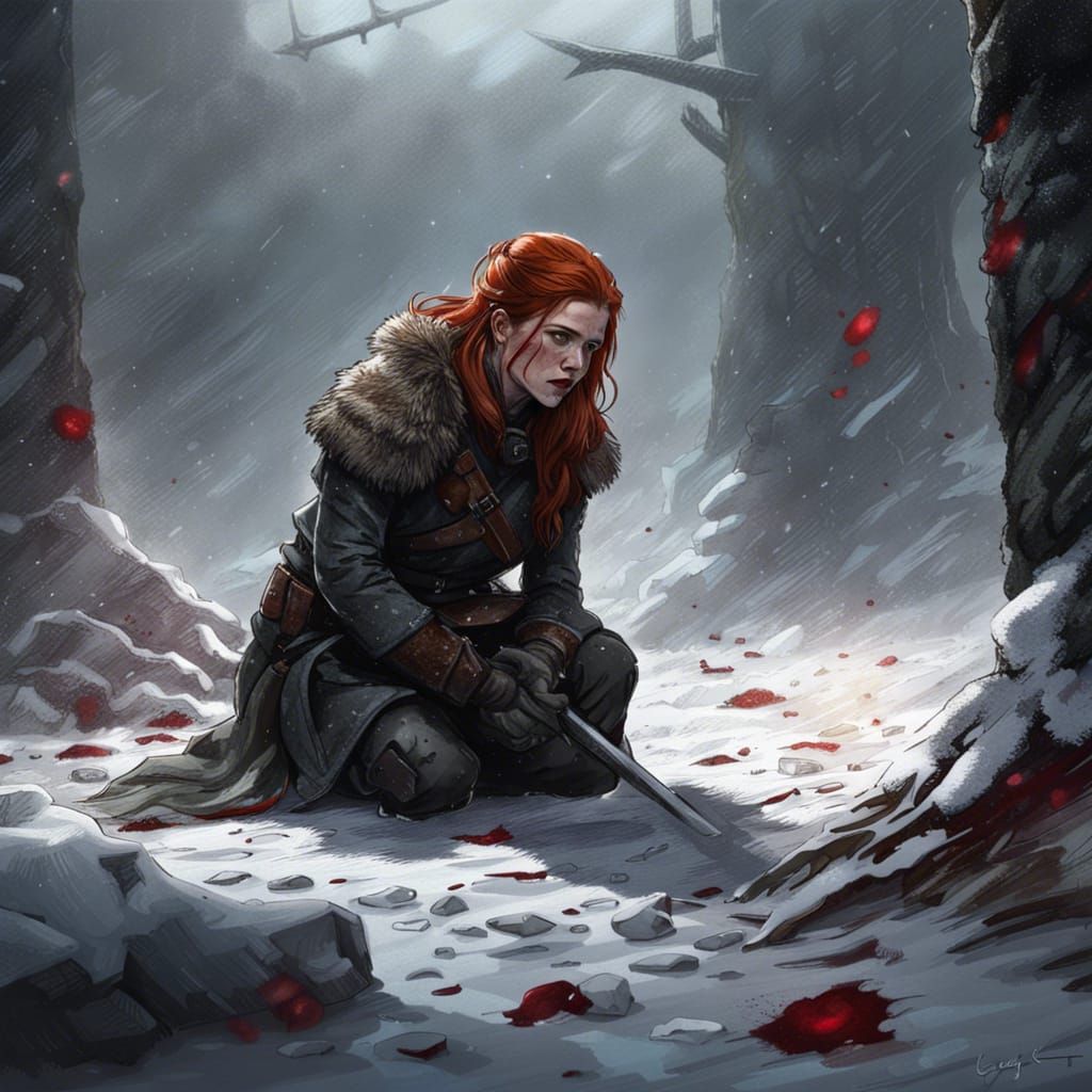 Hyperdetailed Hunter in Snowy Landscape, Fantasy Art