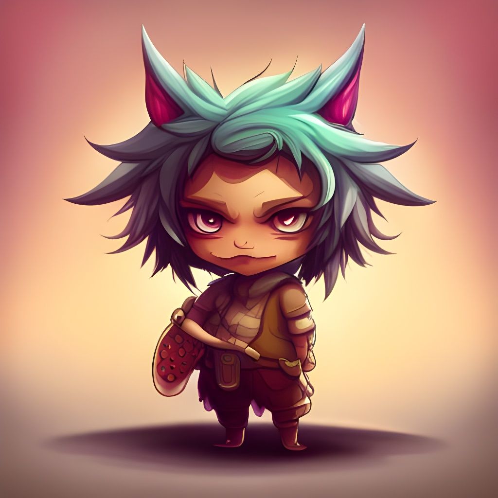 Boho Fluffy Monster Chibi in Detailed Splash Art