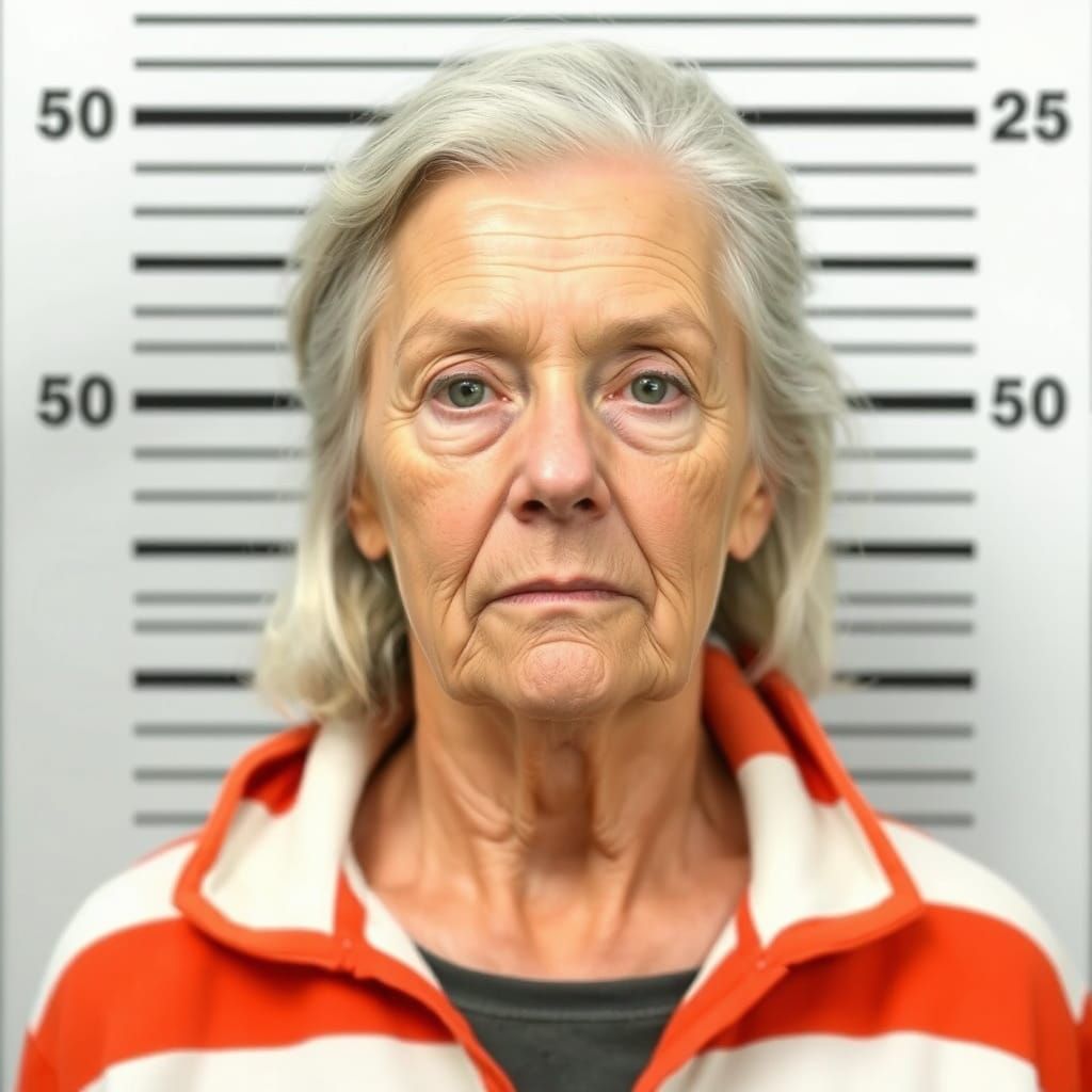 Mugshot of an Older Woman After Arrest