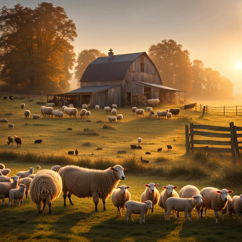 Golden Light on a Country Farm