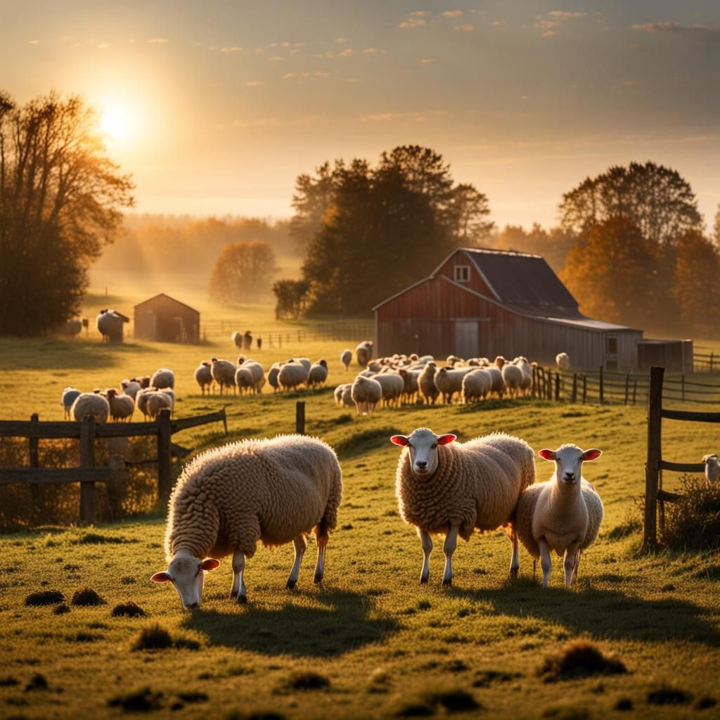 Golden Morning on a Country Farm