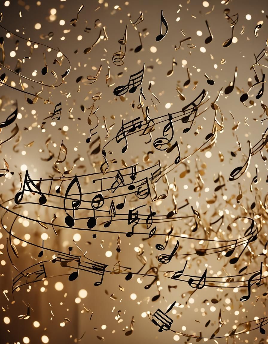 Musical Notes Dance in Golden Light