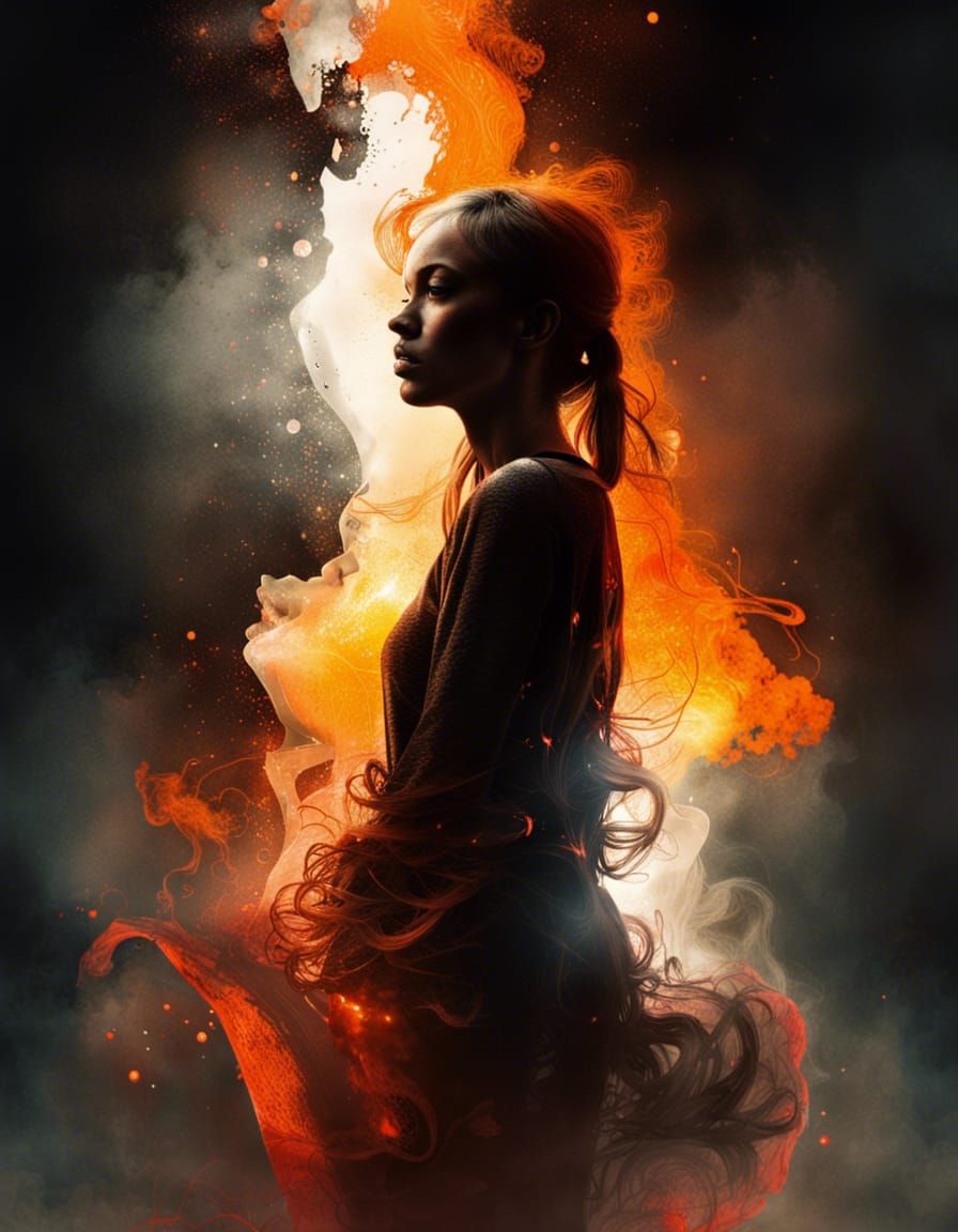 Radiant Girl Entranced by Lava Lamp, Digital Art