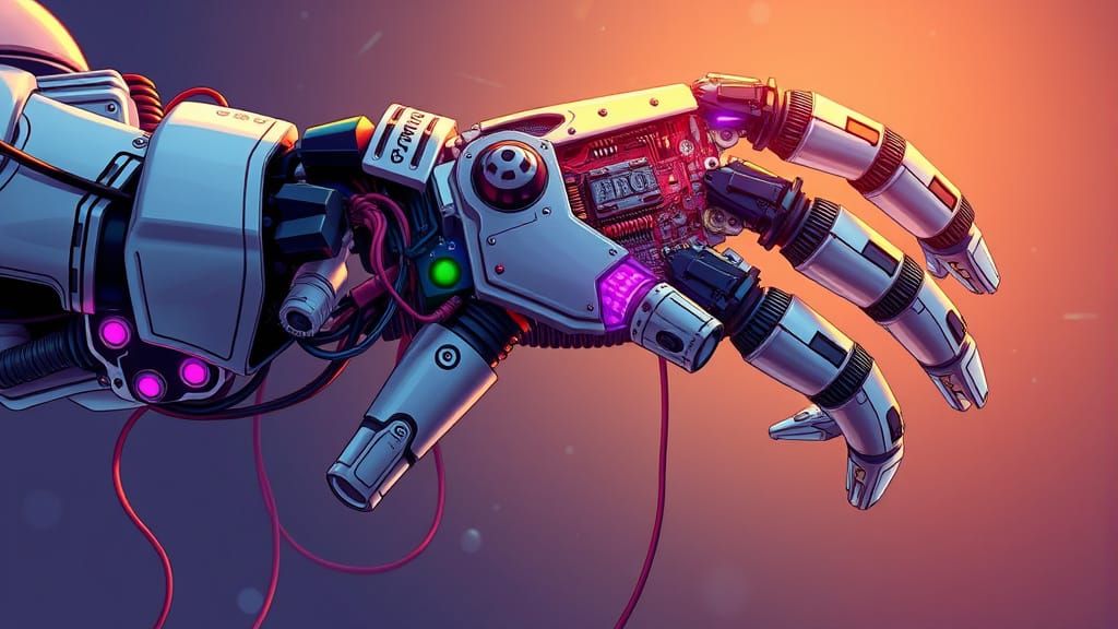 Robotic Arm Circuit in Comic Book Style