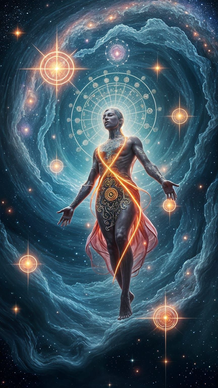 Cosmic Being Made of Burning Sound and Sacred Breath in Swir...