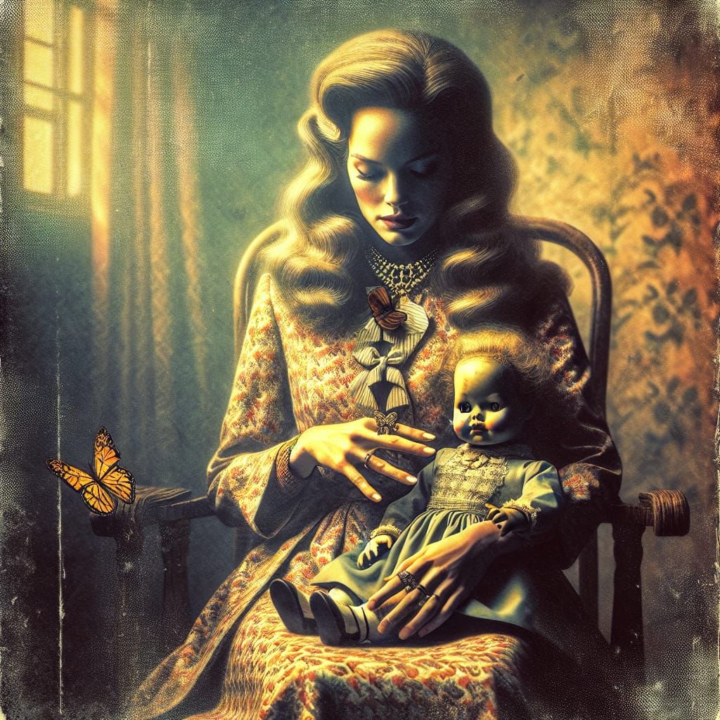 Surreal 1970s Woman in Vintage Fantasy Art