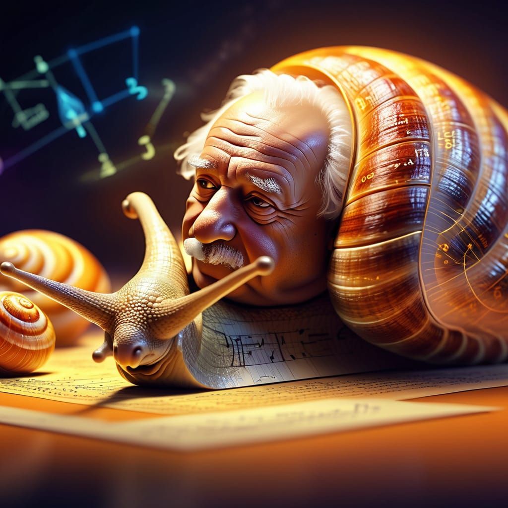 Einstein the Mathematical Snail in Vibrant Digital Art