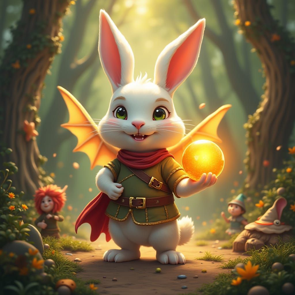 Heroic White Rabbit Embarks on Fantastical Journey Through M...
