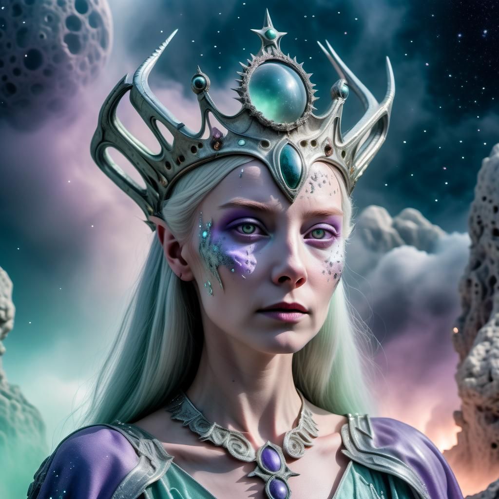 Alien Queen in Retrofuturist Cosmic Aura