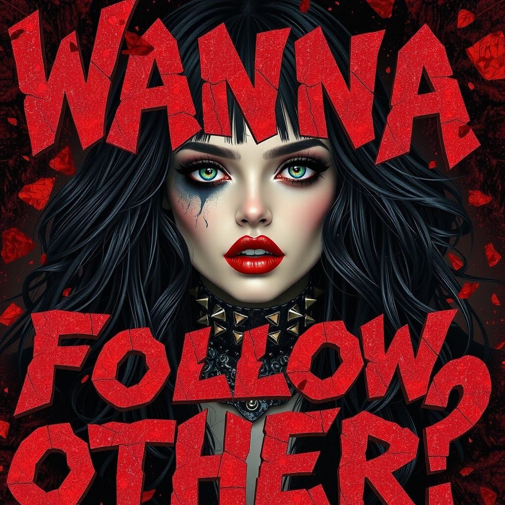 Goth Woman with Flowing Hair in 3D Style