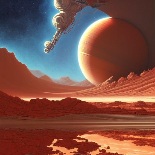 Gas Station on Mars: Epic Cinematic Illustration