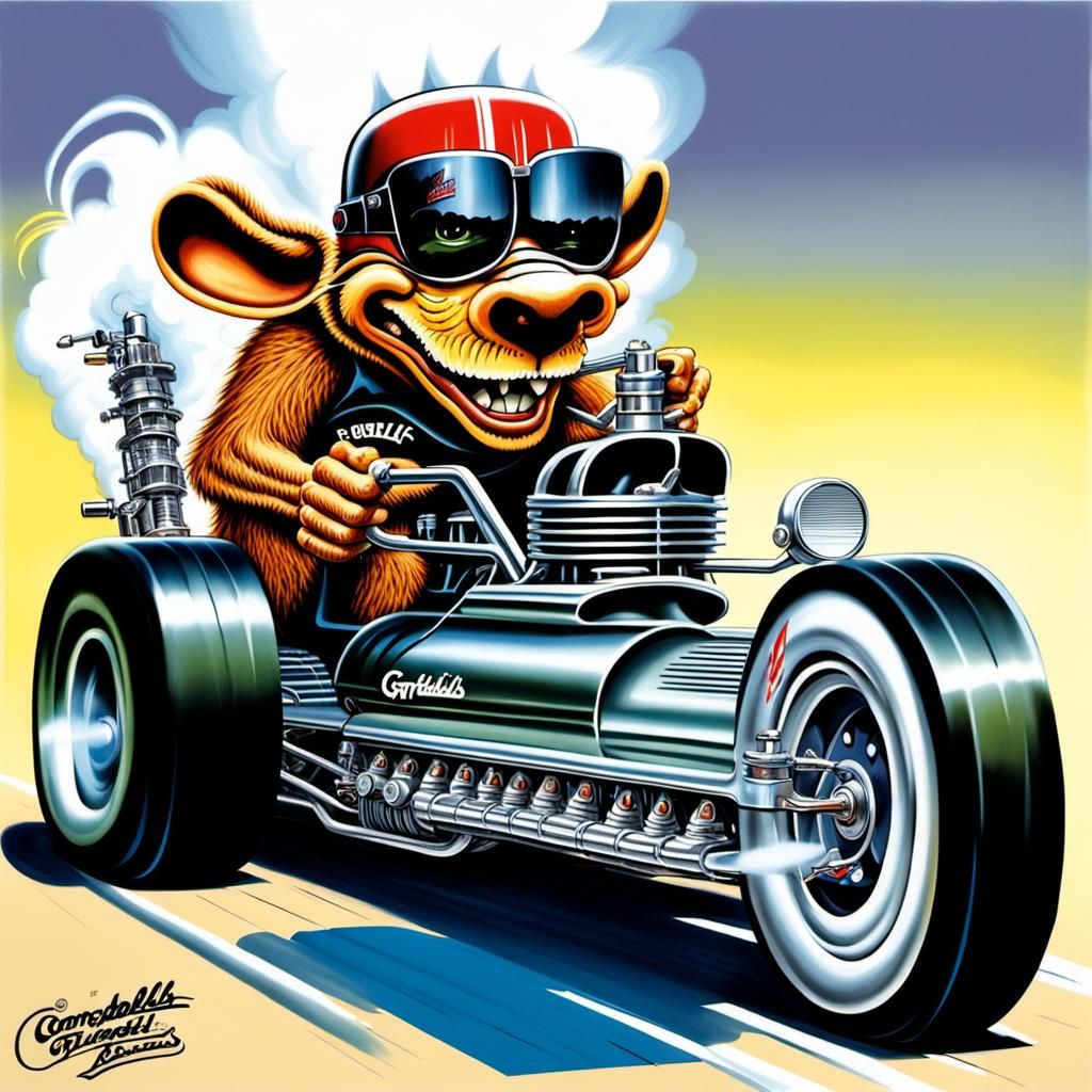 Rat Fink Dragster Concept Art in Ed Roth Style