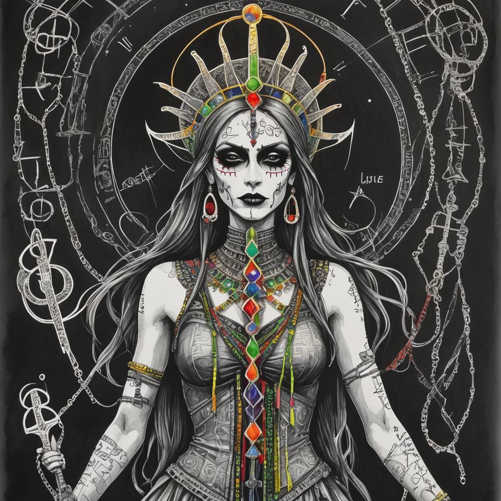 Lilth, demon queen,  Gothic  female Death Wearing  Ankh neck...