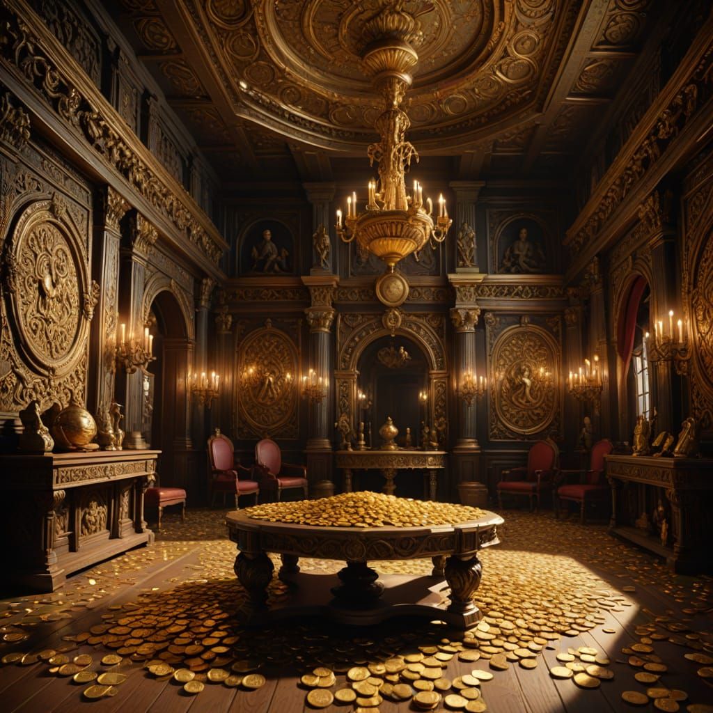 Ornate Room Filled with Treasure in Digital Matte Painting S...