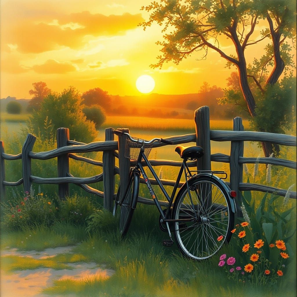 Golden Hour Serenity in Impressionist Style