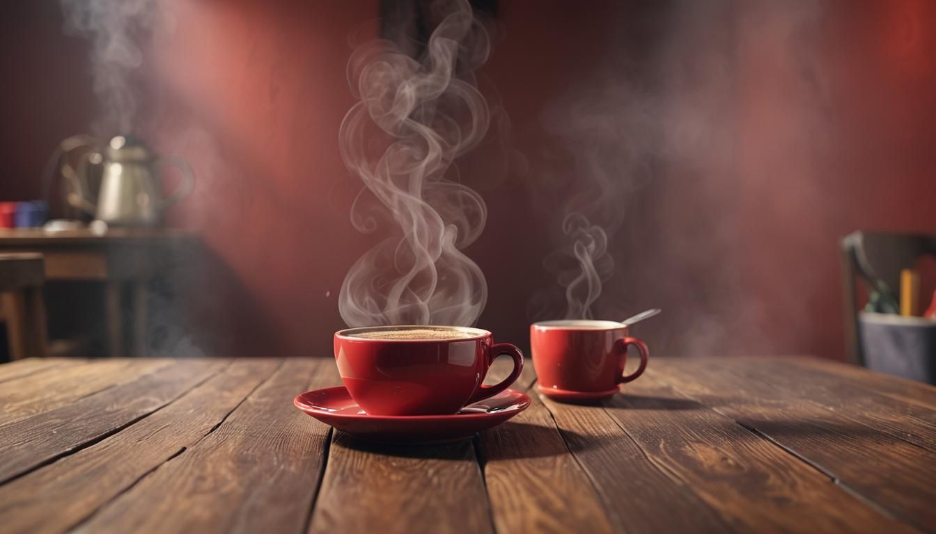 Red Coffee Cup with Colorful Steam in CGI Cartoon