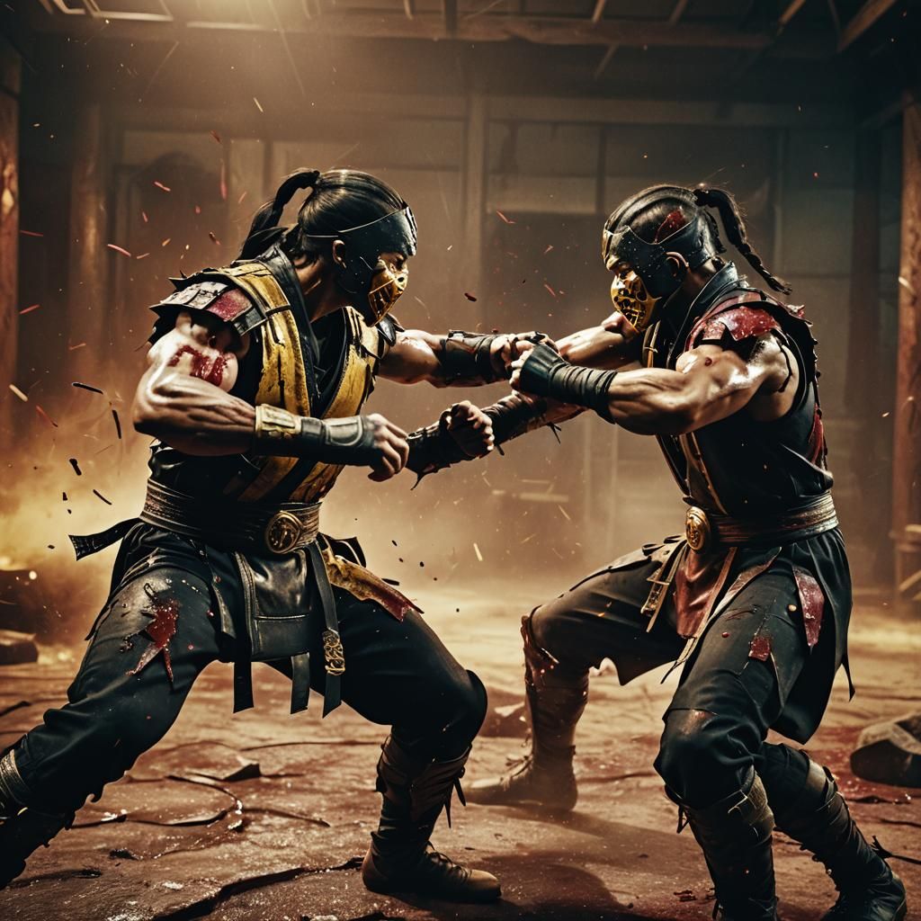 Mortal Kombat Fighters in Gritty Arena