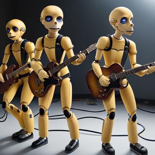 Crash Test Dummies Playing Guitars