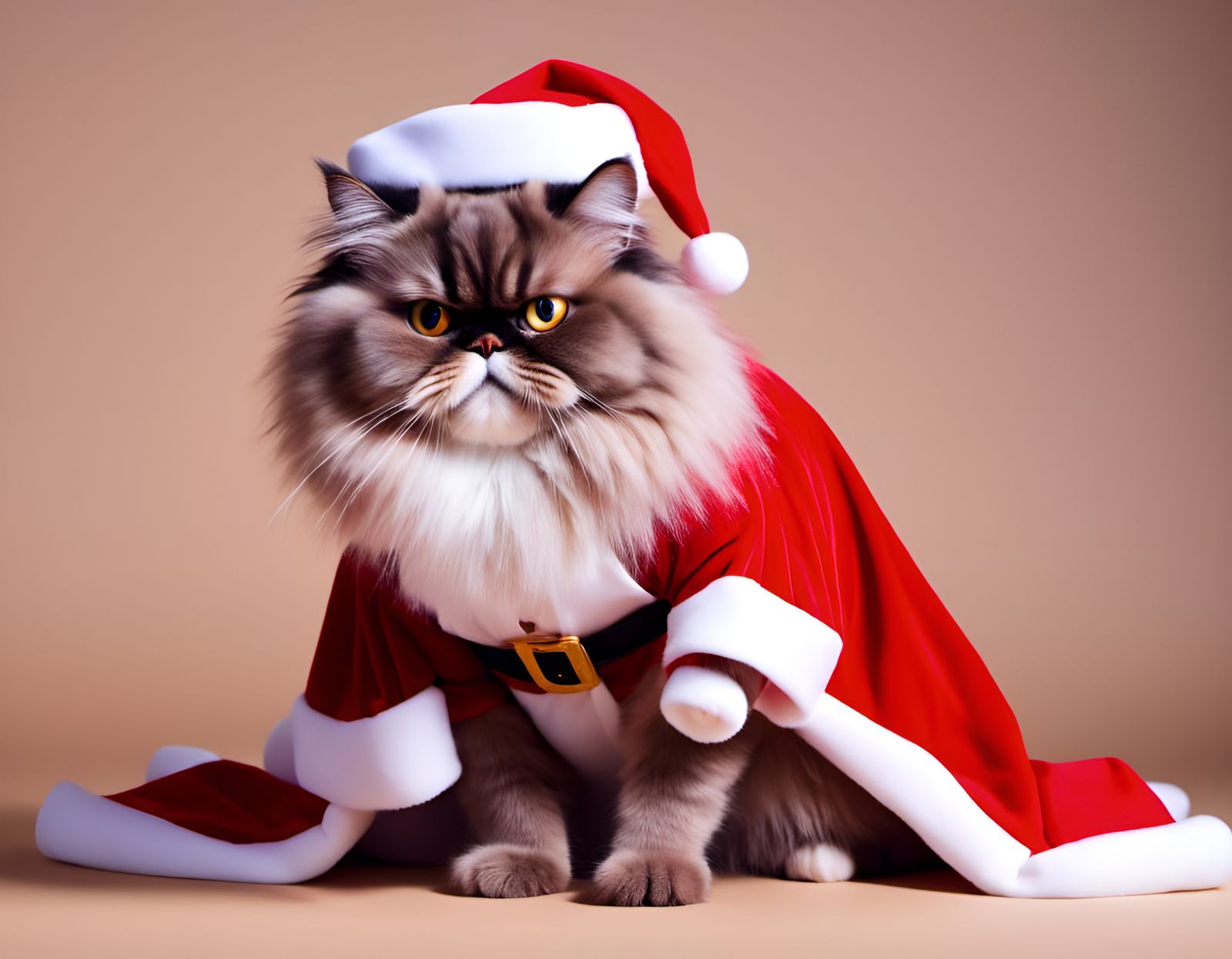 Persian Cat as Santa Claus in Graffiti Style