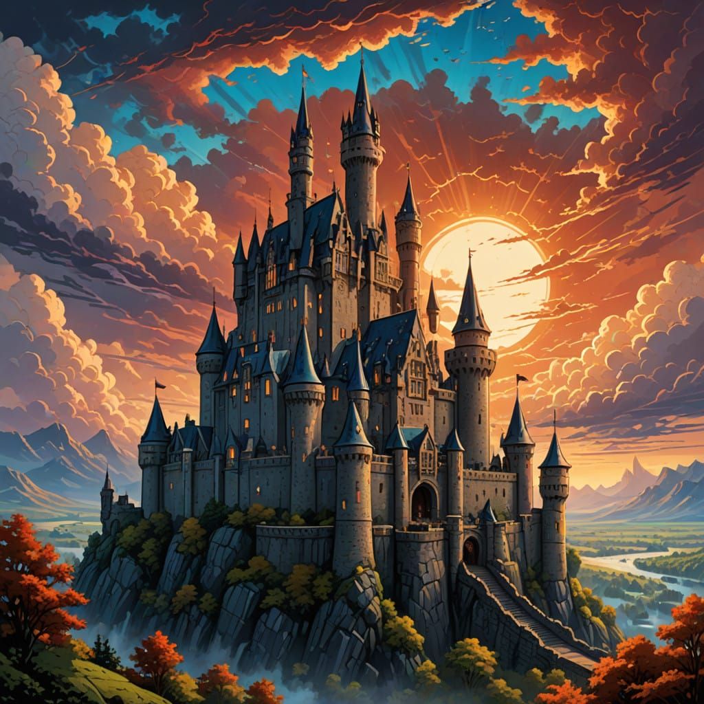 Epic Castle in a Comic Book Aesthetic