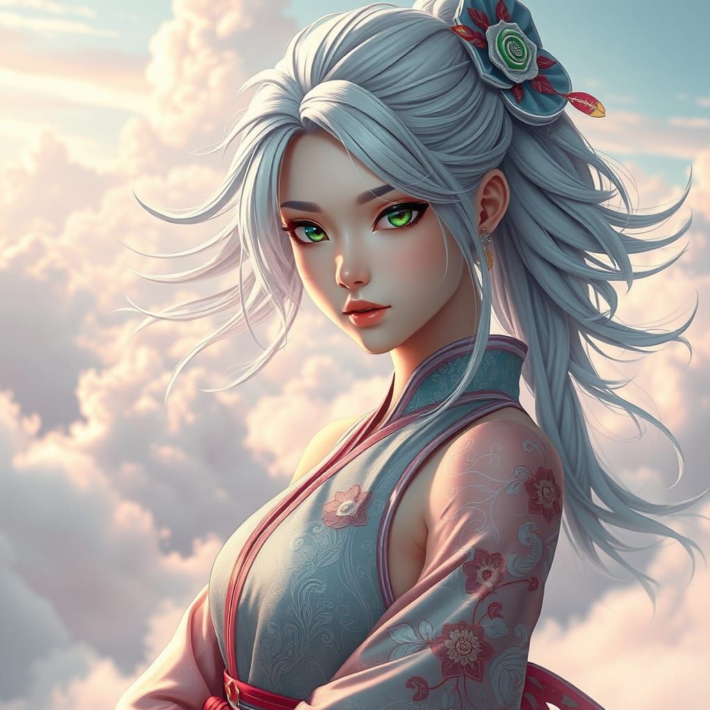 Anime Goddess in Dreamy Landscape