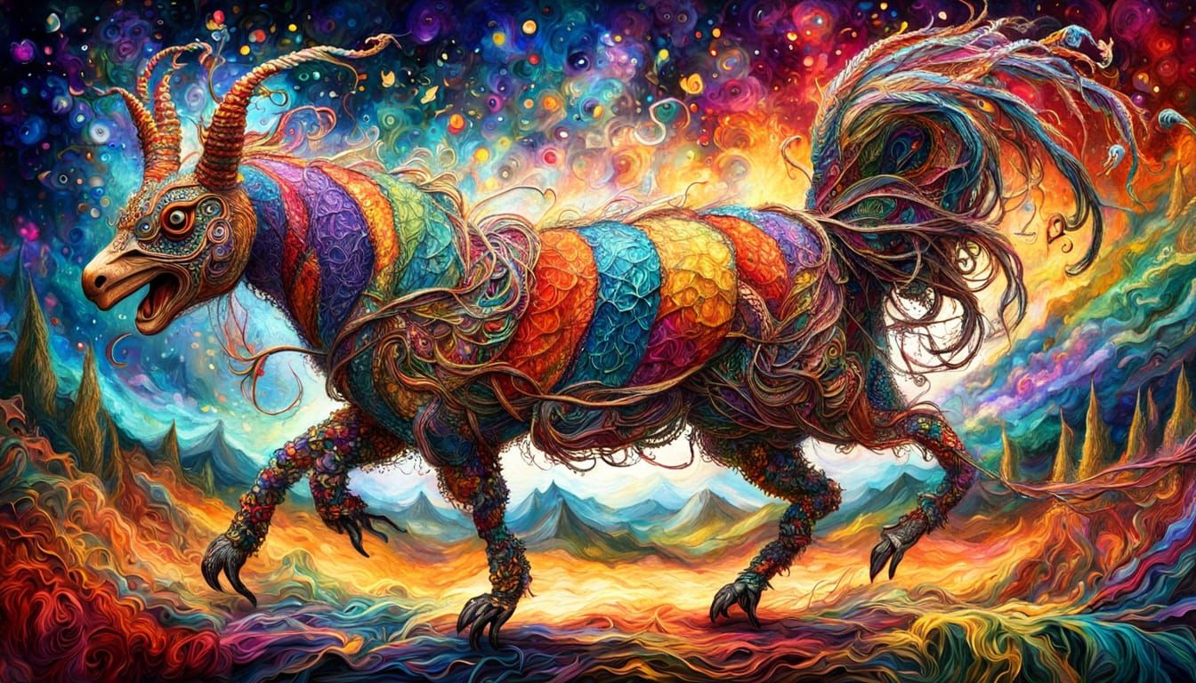 Mystical Wire Animal Sculpture in Pop Art Style