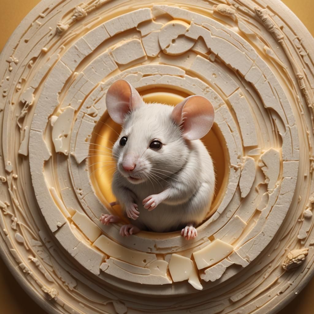 Mouse Dreams of Brie: Hyperrealistic Close-Up