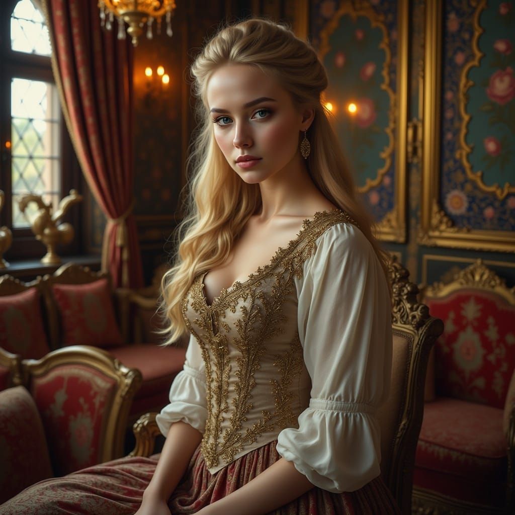 Eastern European Woman in Opulent Arabian Setting