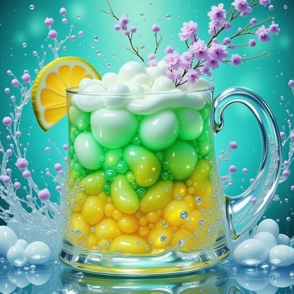 Tropical Drink Swirling into Crystal Tankard