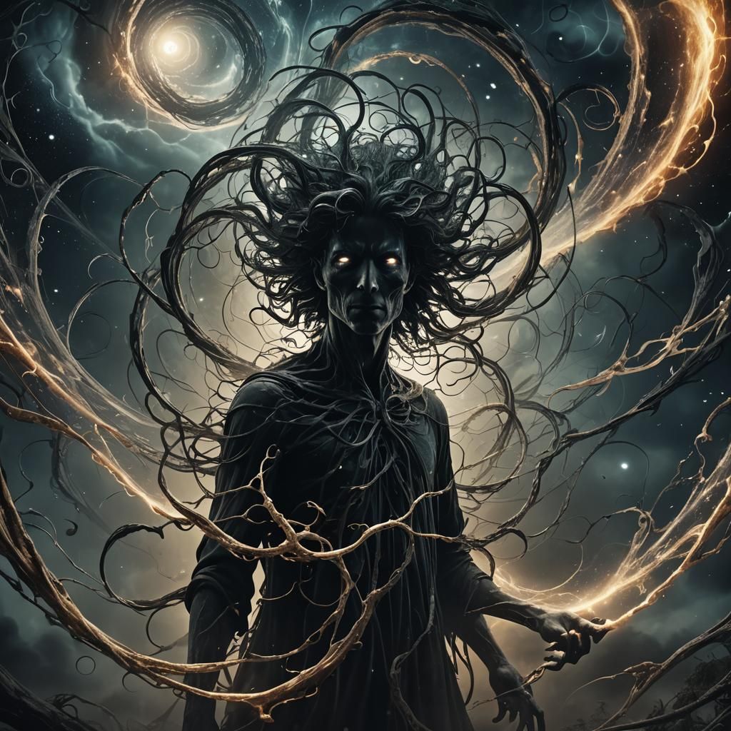 Ominous Entity Emerges from Astral Vortex: Dark Surrealism