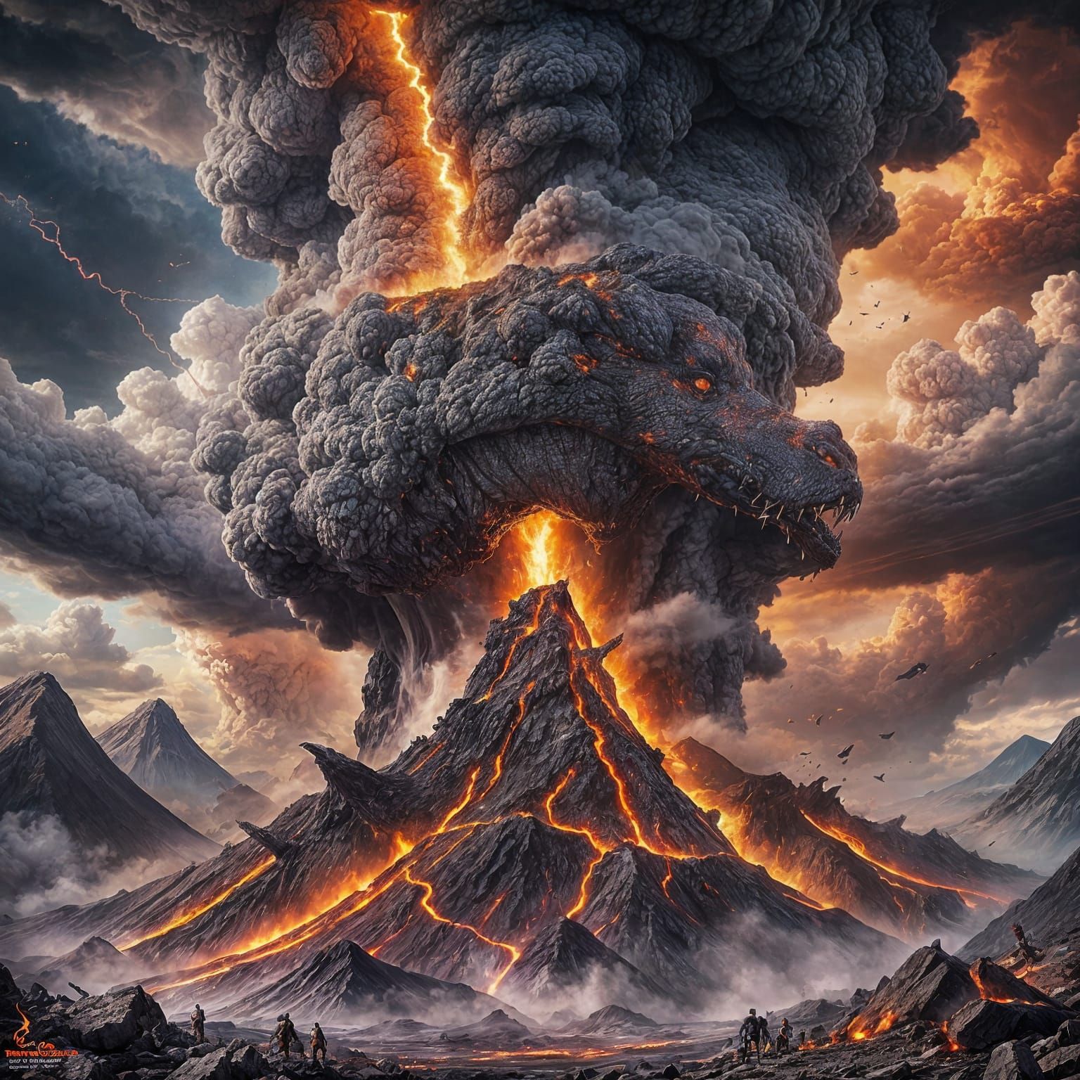 Tornado Meets Volcano in Hyperrealistic Splash Art