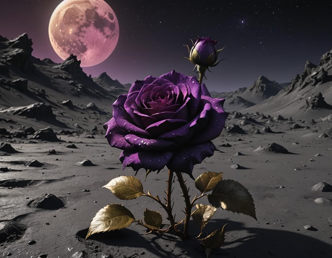 Black Rose on the Moon: Dark Fantasy Art
