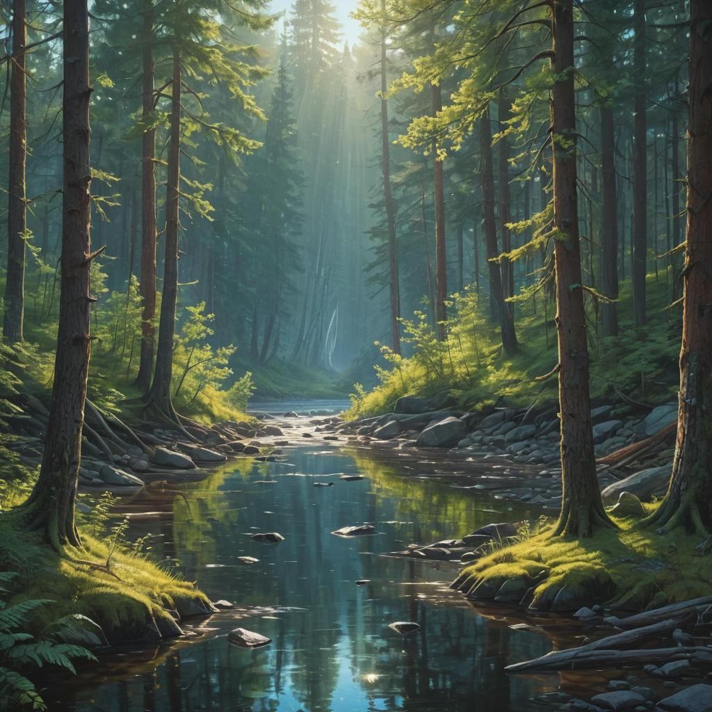 Dazzling Fantasy Landscape with Crystalline Forest