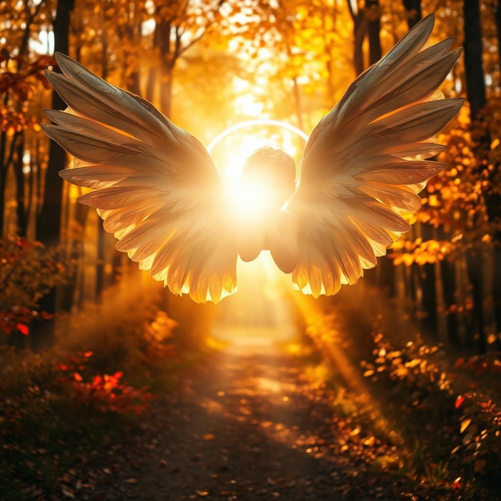 Angel in Autumn Forest: Ethereal Close-Up Photograph