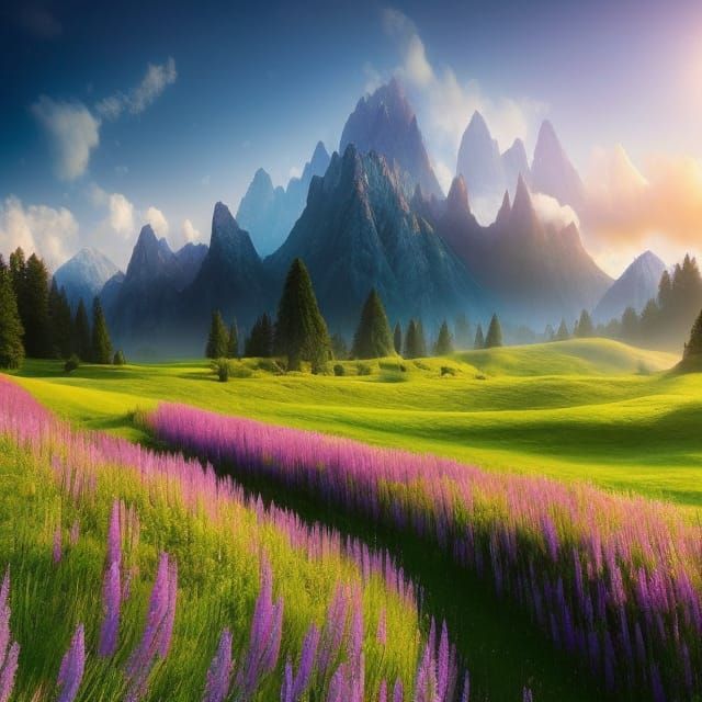 Heavenly Statice Flowers in Dreamy Landscape