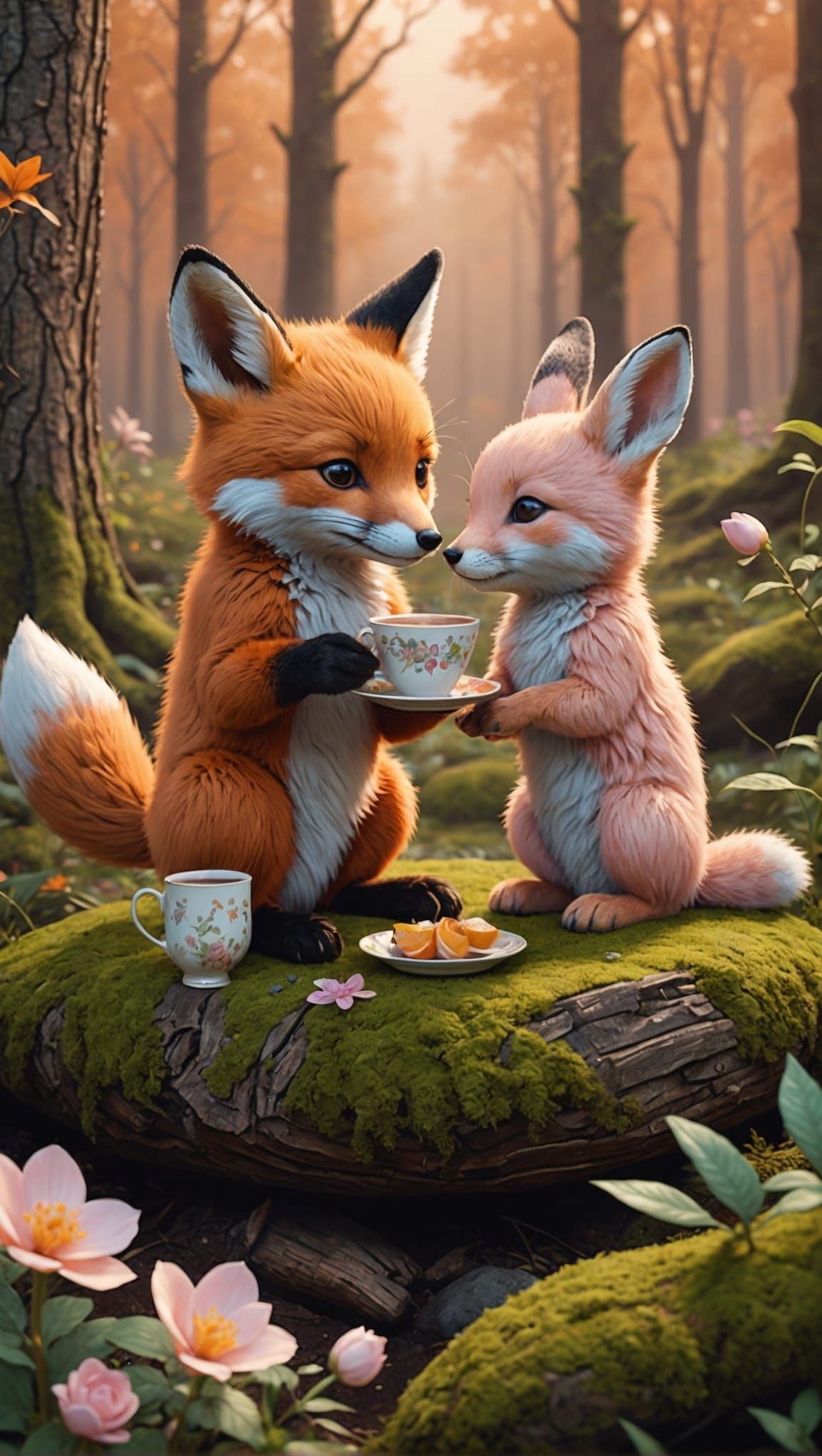 Fox and Rabbit Tea Party: Fantasy Concept Art