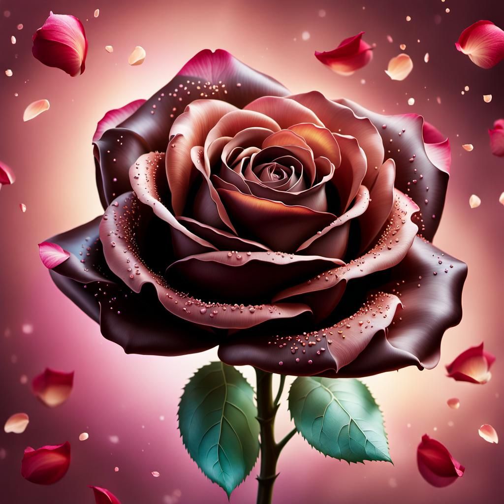 Hyperrealistic Chocolate Rose with Pastel Colors