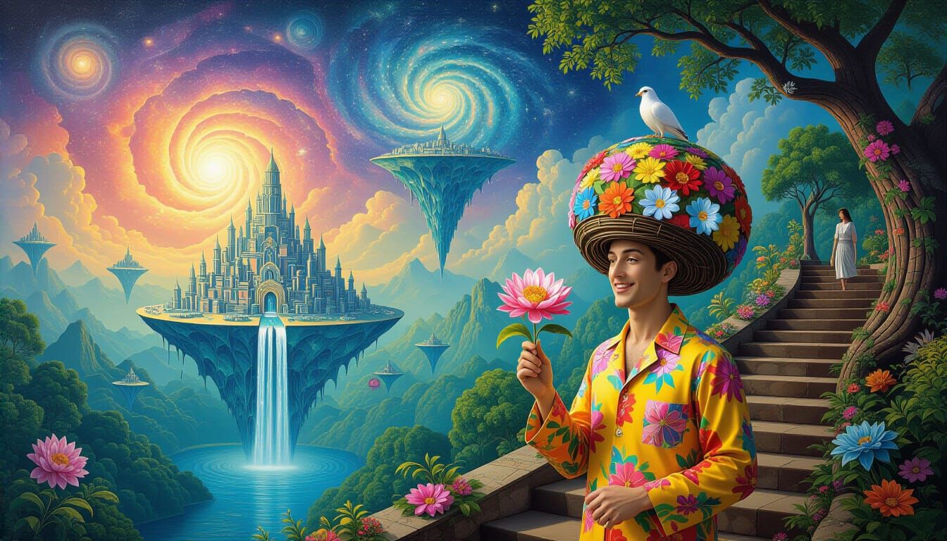 Psychedelic Floating Water City in Bosch Style