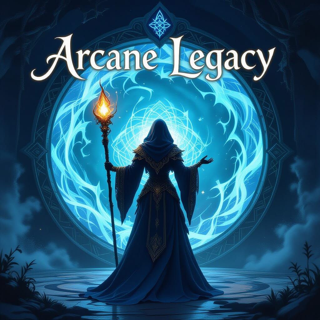 Arcane Legacy: Sorceress Game Cover in Matte Painting Style