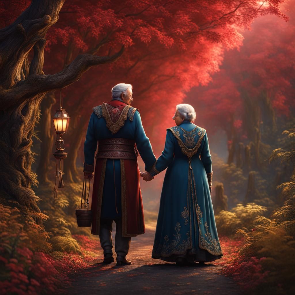 Touching Image of Elderly Couple in Love