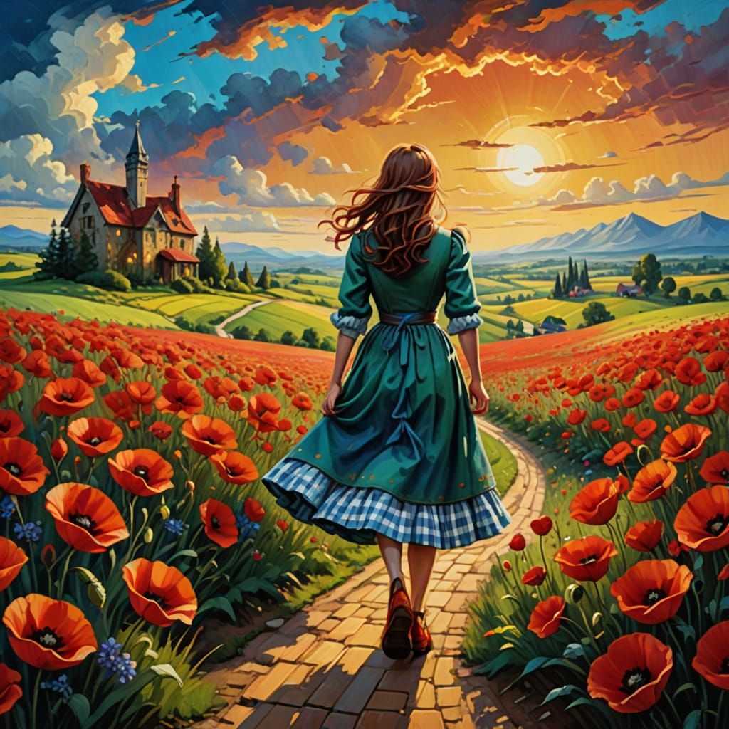 Dorothy Walks the Yellow Brick Road to Emerald City