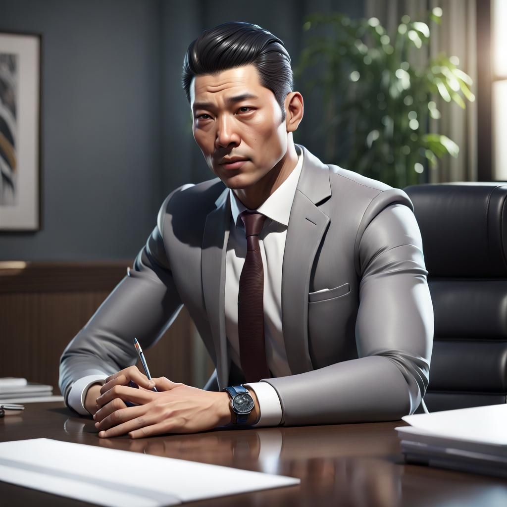 Hyperrealistic Asian Professional in 3D Digital Art