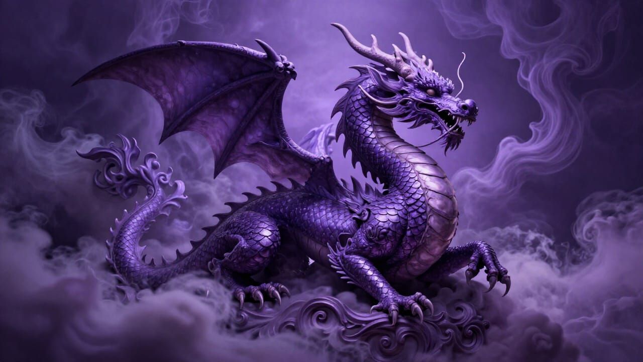 Baroque Dragon in Opulent Purple Tones