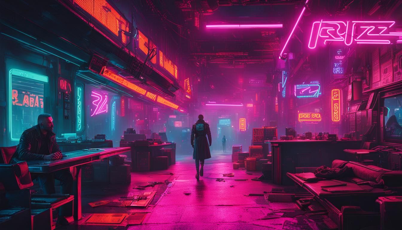 Cyberpunk 2099 Neon Dystopian Scene