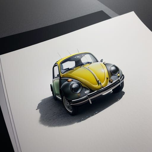 Colorful VW Beetle Tattoos in Hyperrealistic Macro Shot