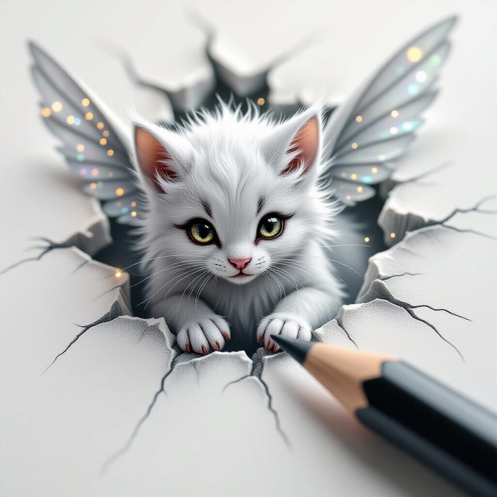 Graphite Lines Morph into Ethereal Creature in Macro Shot